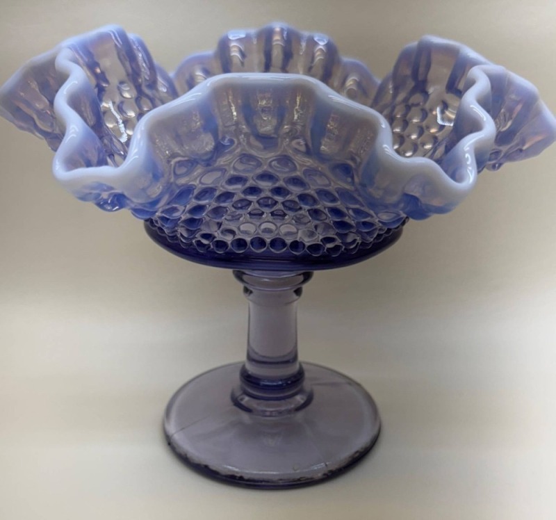 Fenton Orchid Purple Opalescent Compote