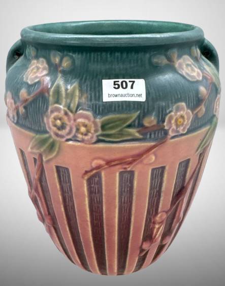 Roseville Cherry Blossom 623-7" Vase, Pink
