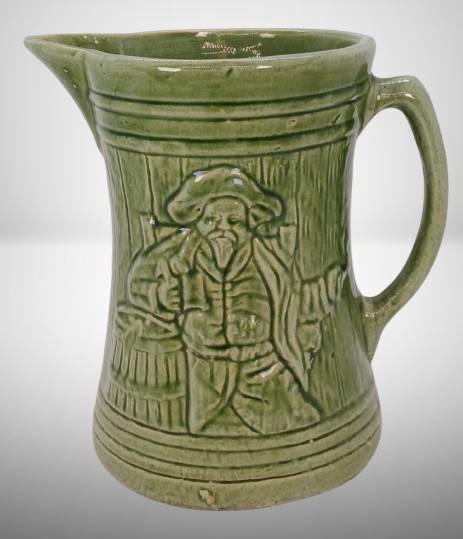 McCoy Green Glazed Stoneware Pirate/Buccaneer Pitcher
