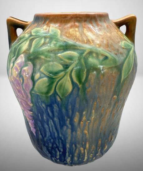 Roseville Wisteria 634-7" Vase, Blue
