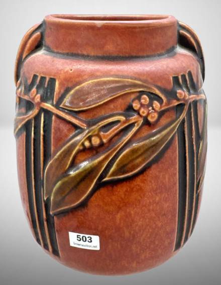 Roseville Laurel 672-8" Vase, Red