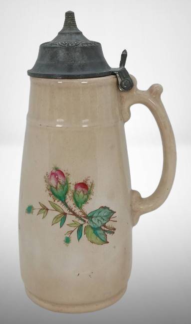 Antique Syrup Pitcher with Pewter Top