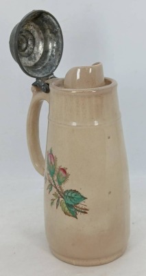 Antique Syrup Pitcher with Pewter Top - 6