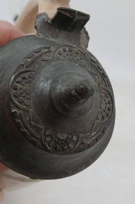 Antique Syrup Pitcher with Pewter Top - 8