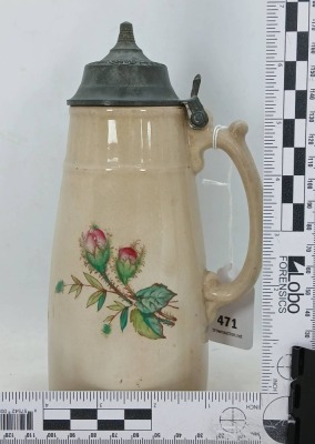 Antique Syrup Pitcher with Pewter Top - 10