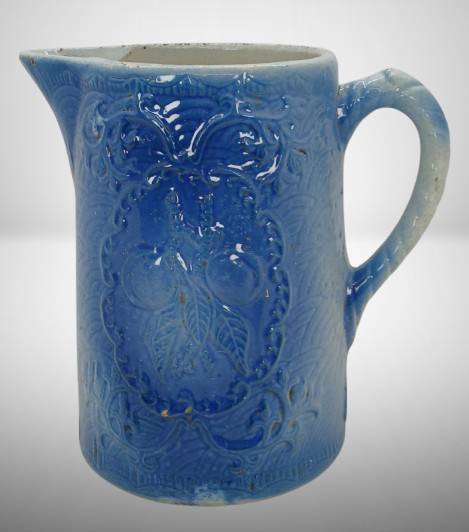 Blue and White Salt Glaze Stoneware Pitcher