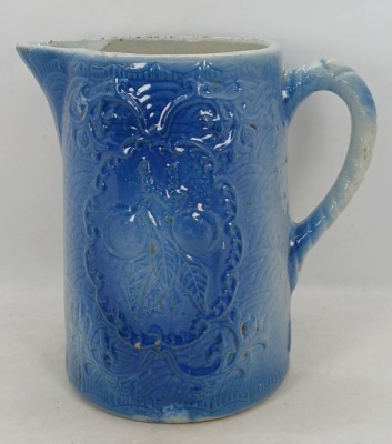 Blue and White Salt Glaze Stoneware Pitcher - 2
