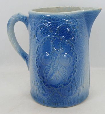 Blue and White Salt Glaze Stoneware Pitcher - 4