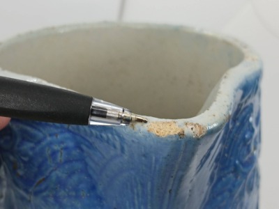 Blue and White Salt Glaze Stoneware Pitcher - 9