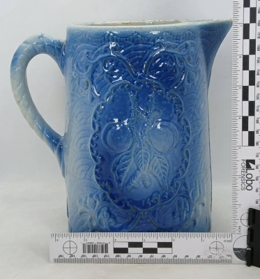 Blue and White Salt Glaze Stoneware Pitcher - 11