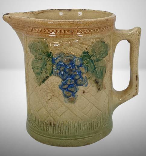 Stoneware Pitcher with Grape Motif