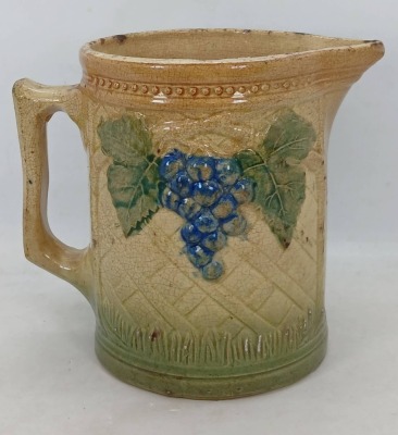 Stoneware Pitcher with Grape Motif - 4