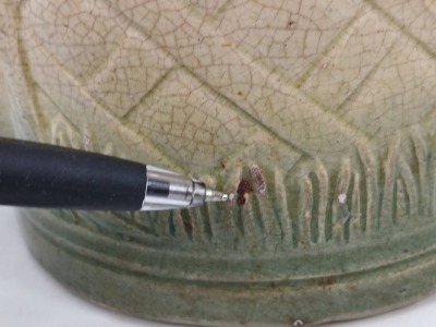 Stoneware Pitcher with Grape Motif - 13