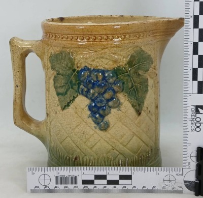 Stoneware Pitcher with Grape Motif - 15