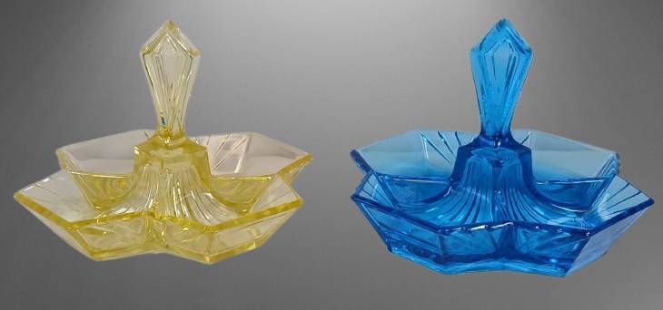 (2) Indiana Glass Pyramid Relish Dishes
