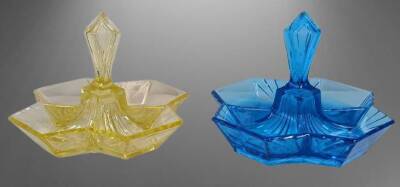 (2) Indiana Glass Pyramid Relish Dishes
