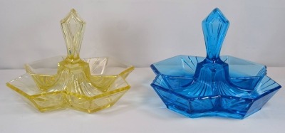 (2) Indiana Glass Pyramid Relish Dishes - 2
