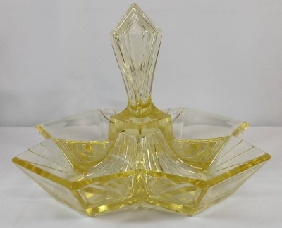 (2) Indiana Glass Pyramid Relish Dishes - 6