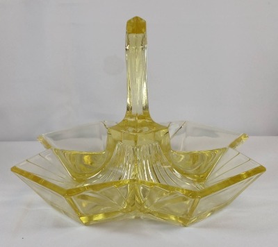 (2) Indiana Glass Pyramid Relish Dishes - 7