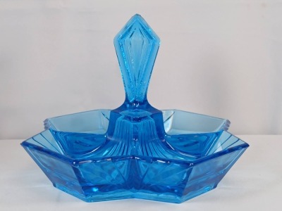 (2) Indiana Glass Pyramid Relish Dishes - 11
