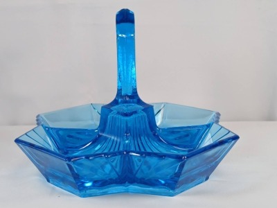 (2) Indiana Glass Pyramid Relish Dishes - 12