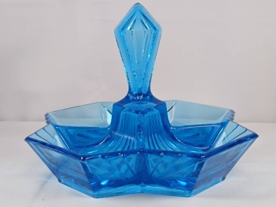 (2) Indiana Glass Pyramid Relish Dishes - 13