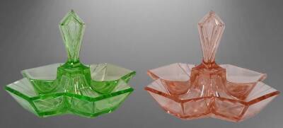 (2) Indiana Glass Pyramid Relish Dishes