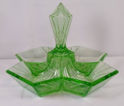 (2) Indiana Glass Pyramid Relish Dishes - 3