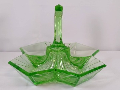 (2) Indiana Glass Pyramid Relish Dishes - 4