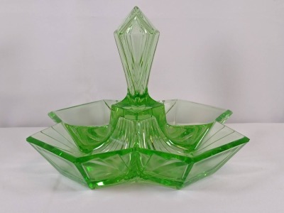 (2) Indiana Glass Pyramid Relish Dishes - 5