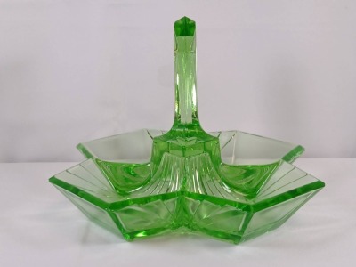 (2) Indiana Glass Pyramid Relish Dishes - 6