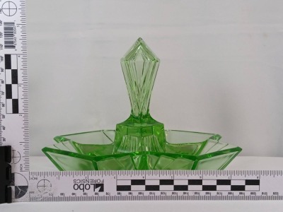 (2) Indiana Glass Pyramid Relish Dishes - 8