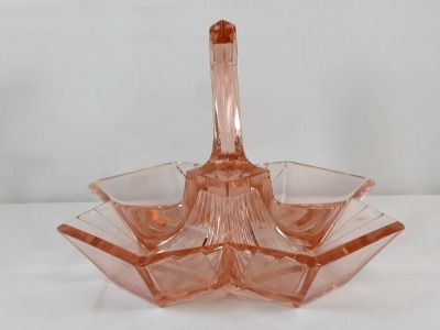 (2) Indiana Glass Pyramid Relish Dishes - 10