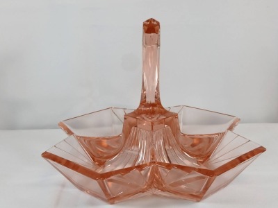 (2) Indiana Glass Pyramid Relish Dishes - 12