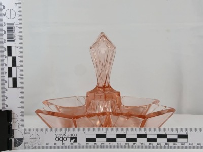 (2) Indiana Glass Pyramid Relish Dishes - 15