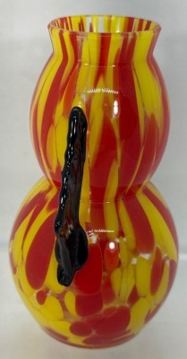 Czech Art Glass Vase With Applied Handles - 5