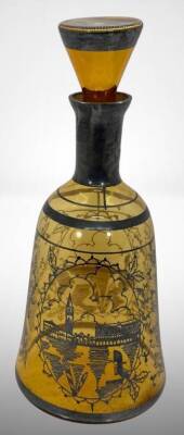 Amber Glass Decanter With Black Detailing