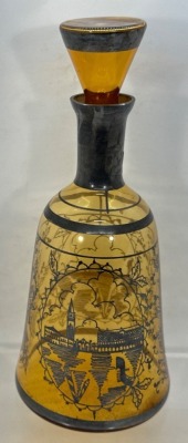 Amber Glass Decanter With Black Detailing - 2