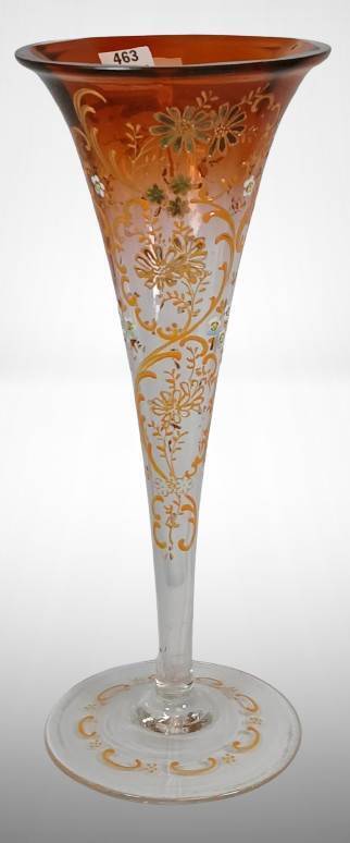 Moser Art Glass Amber Floral Vase
