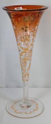 Moser Art Glass Amber Floral Vase - 2
