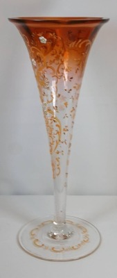 Moser Art Glass Amber Floral Vase - 3