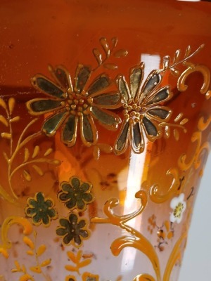 Moser Art Glass Amber Floral Vase - 5