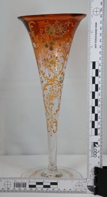 Moser Art Glass Amber Floral Vase - 9