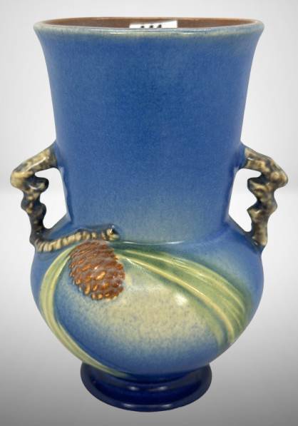 Roseville Pine Cone 839-6" Vase, Blue
