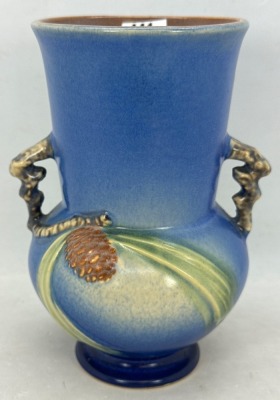 Roseville Pine Cone 839-6" Vase, Blue - 2