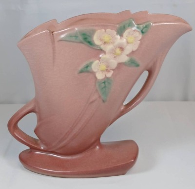Roseville Mock Orange 972-7" Vase, Pink - 4