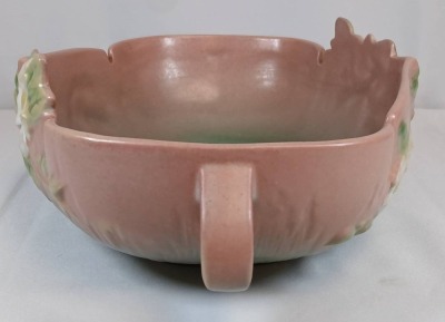 Roseville White Rose 391-10" Console Bowl, Pink/green - 5