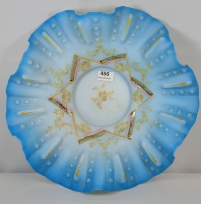 Victorian Blue Cased Glass Bride's Basket - 3