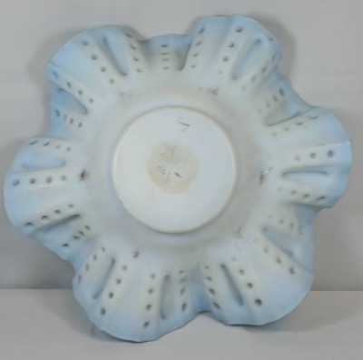 Victorian Blue Cased Glass Bride's Basket - 9