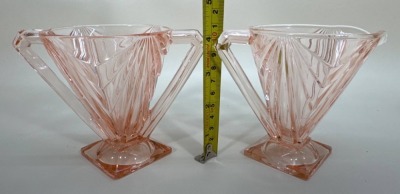 Indiana Glass Art Deco Pink Sugar and Creamer Set - 5